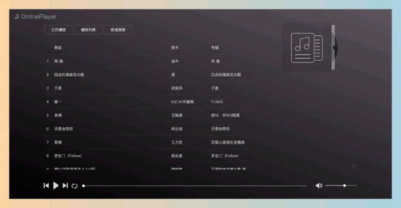 优折美：一款基于Web的在线音乐播放平台，聚合多个音乐平台的资源，拥有海量歌曲库，涵盖各种风格、各种语种