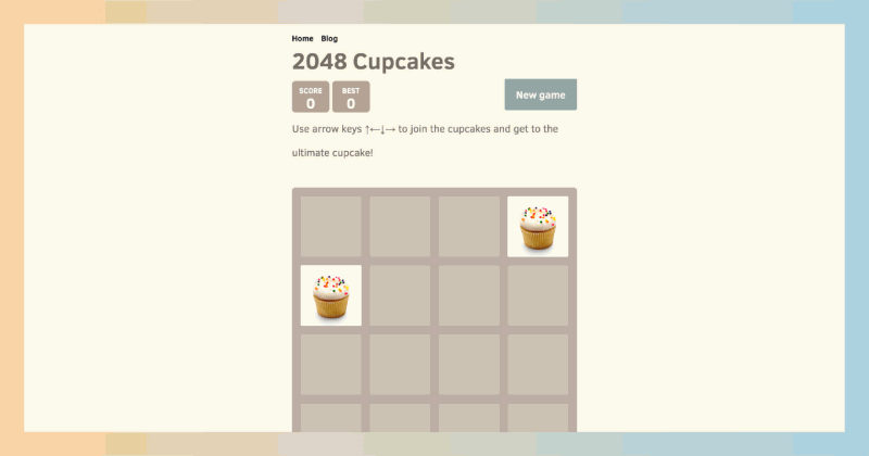 2048 Cupcakes：一款可爱有趣的合成游戏，通过合并精致的蛋糕来解锁更高分值的甜品，并提供AI助手和撤销功能