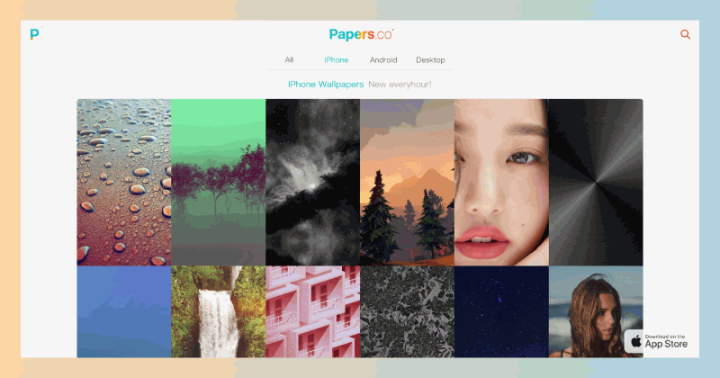 Papers.co：免费高清壁纸的网站，涵盖了iPhone、Android和桌面等，可免费下载各类风格的壁纸，享受视觉新体验